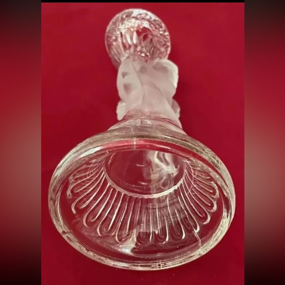 Cherub Angel Candlestick Holder Clear and Frosted Glass 6.5" for Dinner Candles - Picture 6 of 7